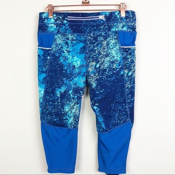 ATHLETA | Be Free Splatter Cropped Leggings Knicker Length Blue Women’s Size S - Picture 12 of 14